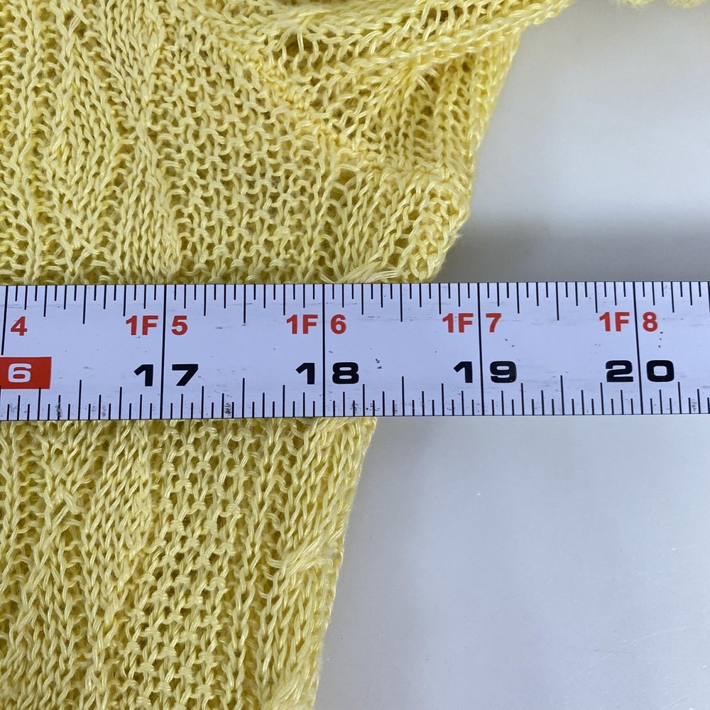 Lauren Ralph Lauren Sweater Womens Medium Yellow Cable Knit Linen 3/4 Sleeve - Picture 6 of 10